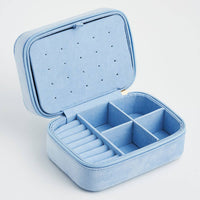 Forget Me Not Blue Velvet Embroidered Jewelry Box