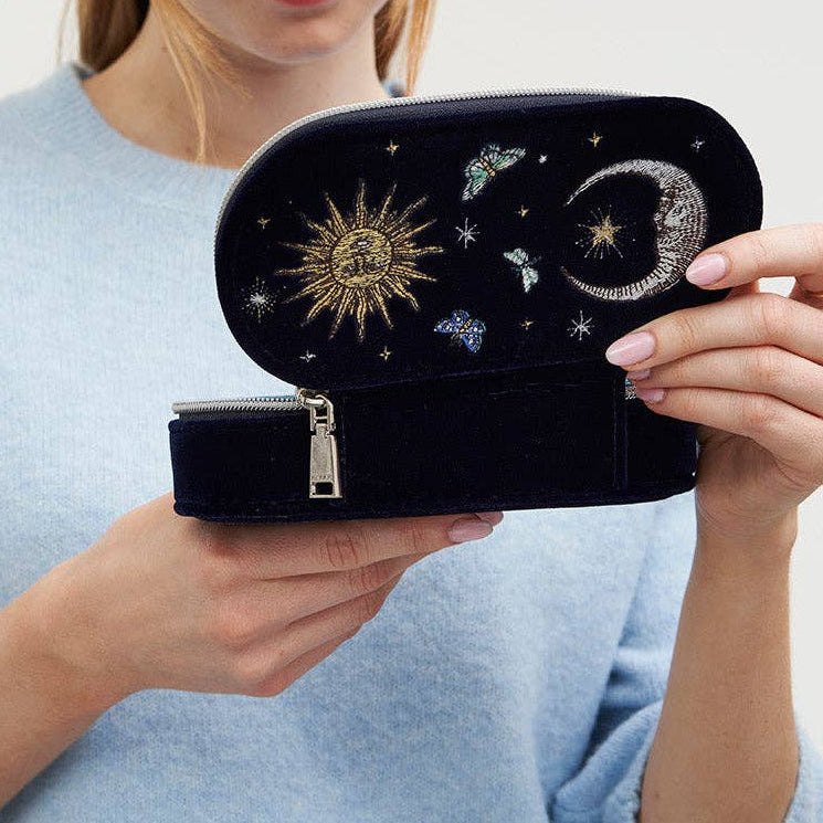 Night Sky Embroidered Oval Jewelry Box