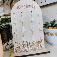 Crescent Moon Mother of Pearl Earrings in sterling silver or 14k gold fill — detail view