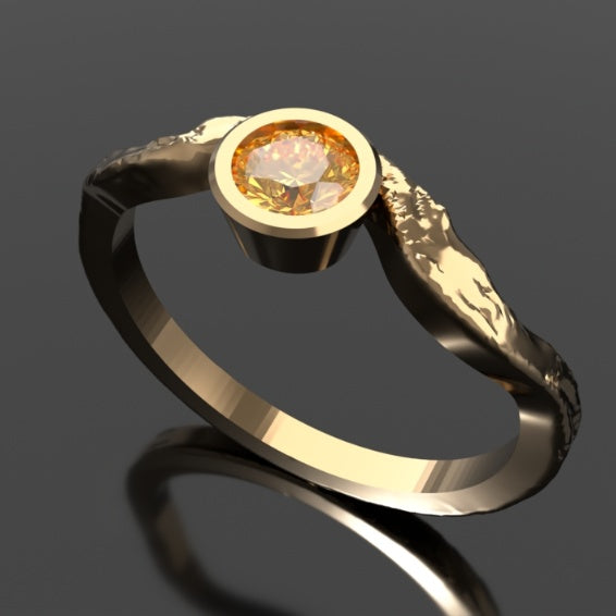 Current Ring with Citrine featuring diamond in 14k solid gold — view 5
