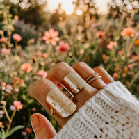 Custom Stamped Shield Ring in 14k gold fill, Ever After garden photo