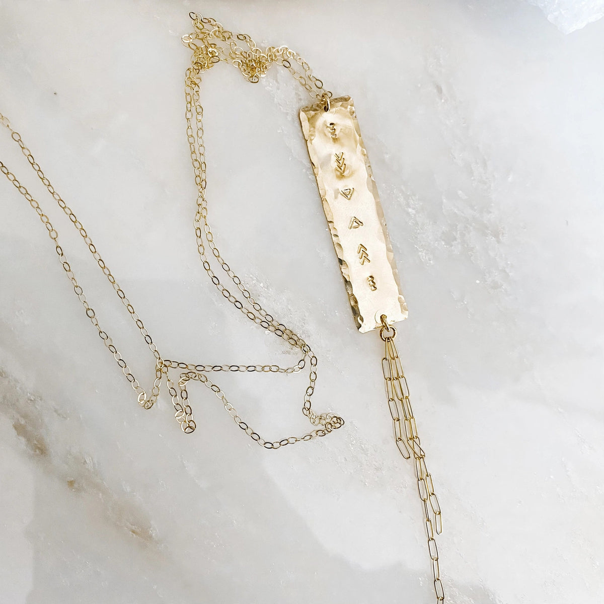 Drifter Fringe Necklace in sterling silver or 14k gold fill — detail view