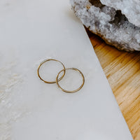 Endless Hoops Solid 14k Gold 15mm Earrings — detail view