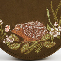 Hedgehog Embroidered Round Jewelry Box
