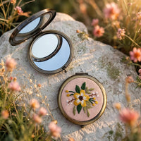 Floral Embroidered Compact Mirror, Ever After garden photo