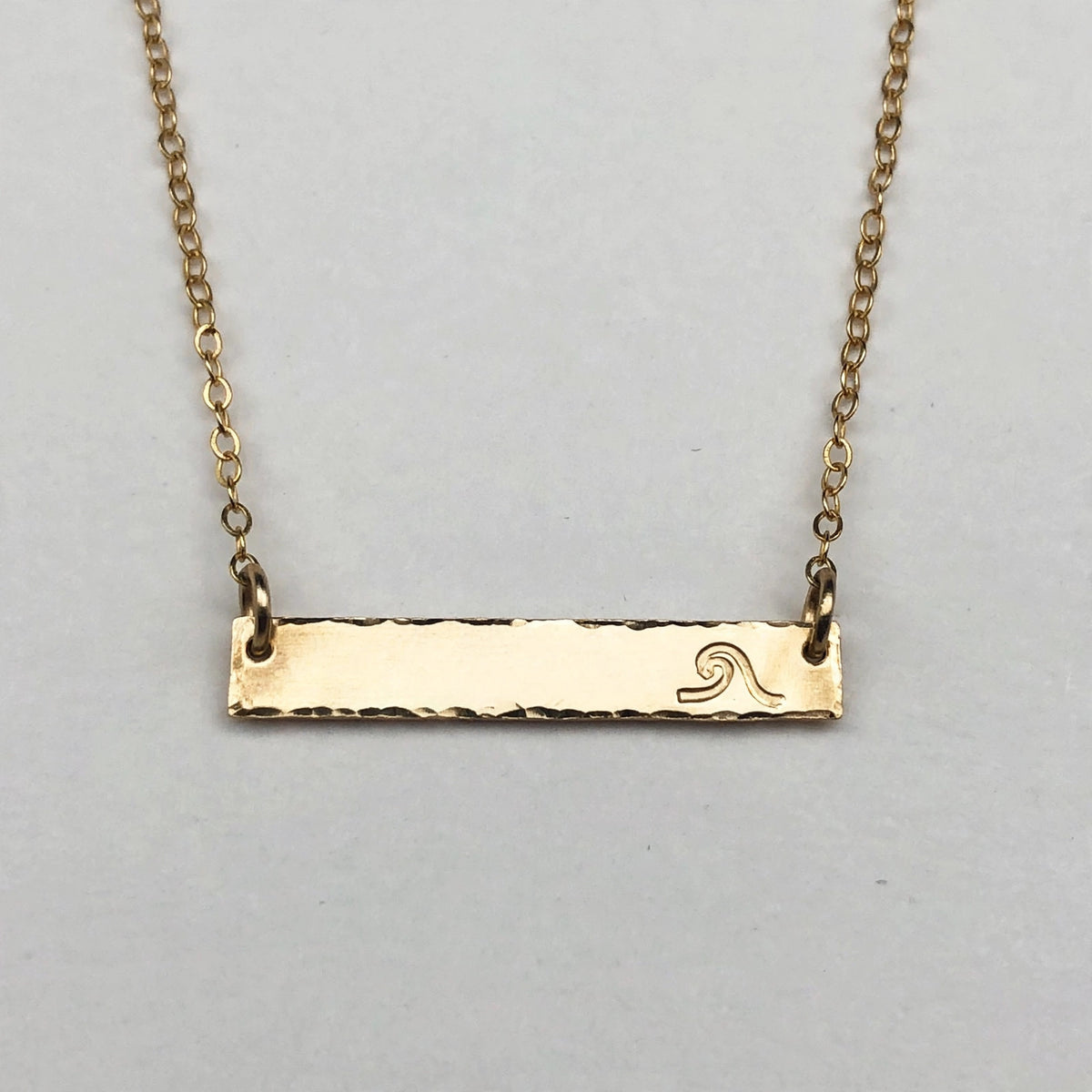 Hand stamped Bar Necklace in sterling silver or 14k gold fill (alternate view)