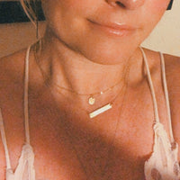 Hand stamped Bar Necklace in sterling silver or 14k gold fill — alternate view