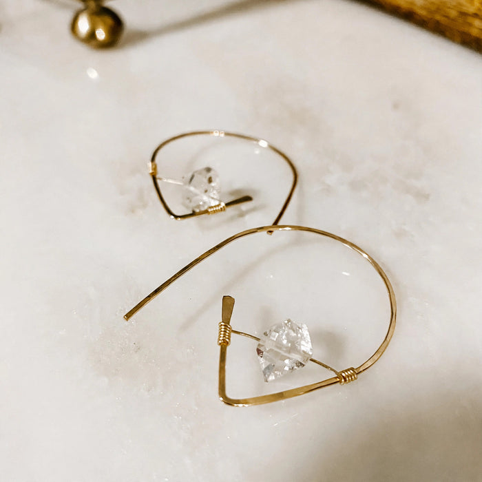 Herkimer Diamond Ear Threaders in sterling silver or 14k gold fill