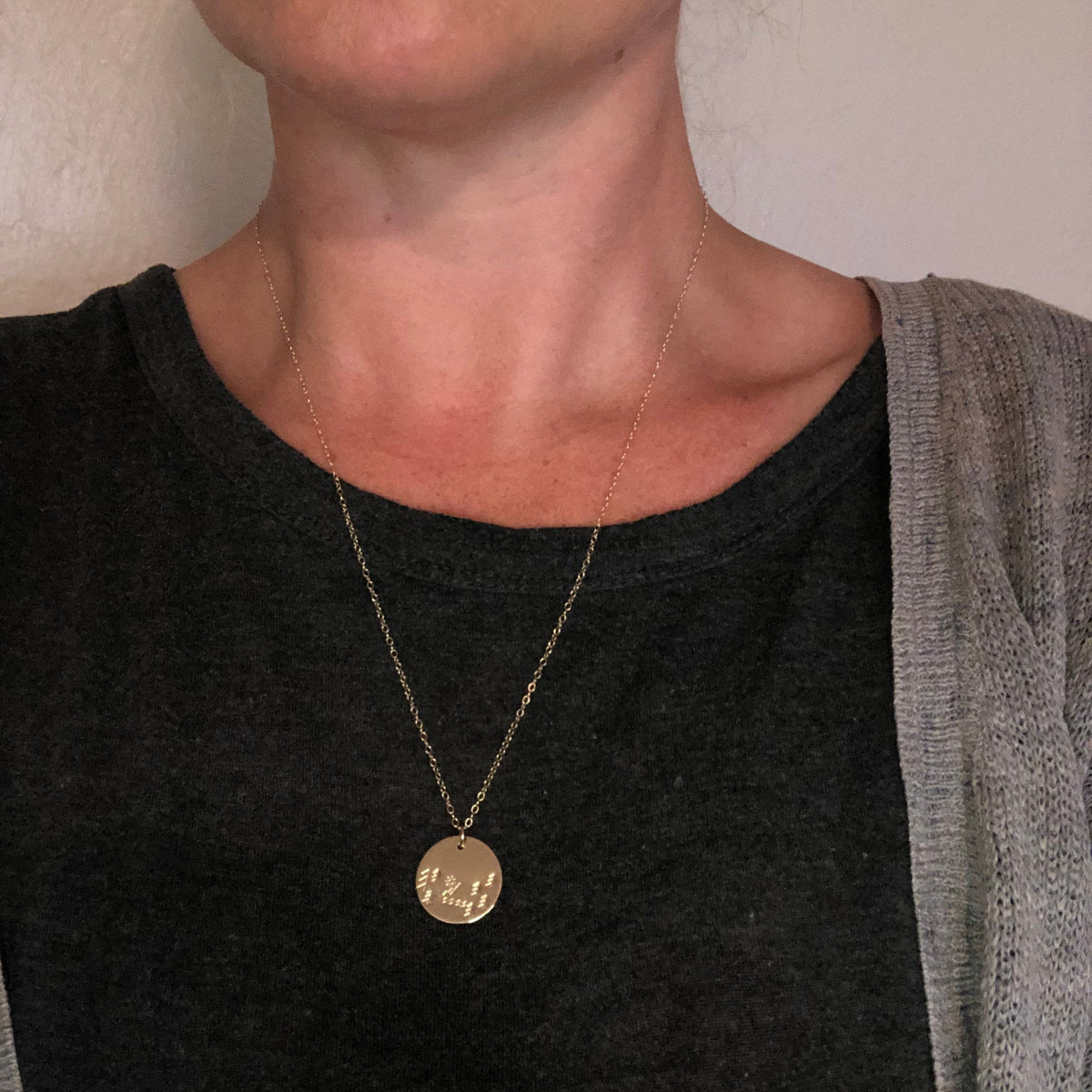 Moonlit Forest Hand Stamped Coin Necklace (WS)
