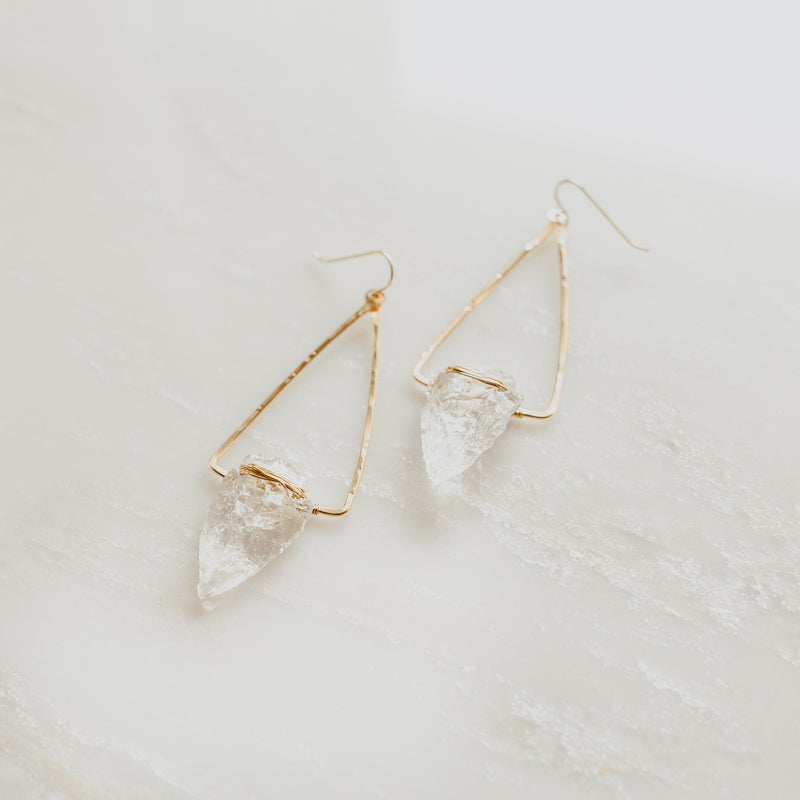 Nala Quartz Crystal Arrowhead Earrings (WS)