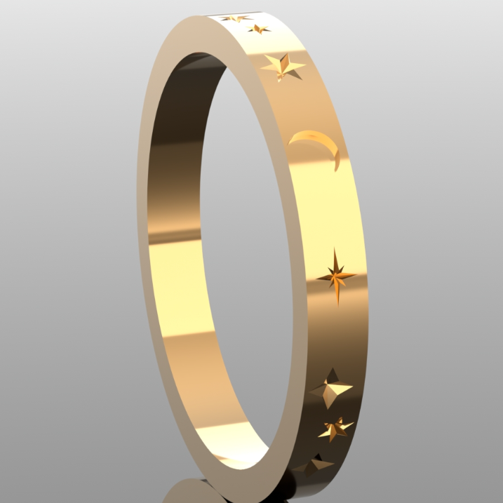 Dainty Celestial Ring Solid 14k Gold