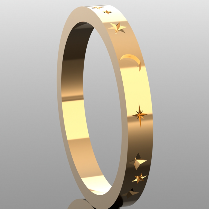 Dainty Celestial Ring Solid 14k Gold