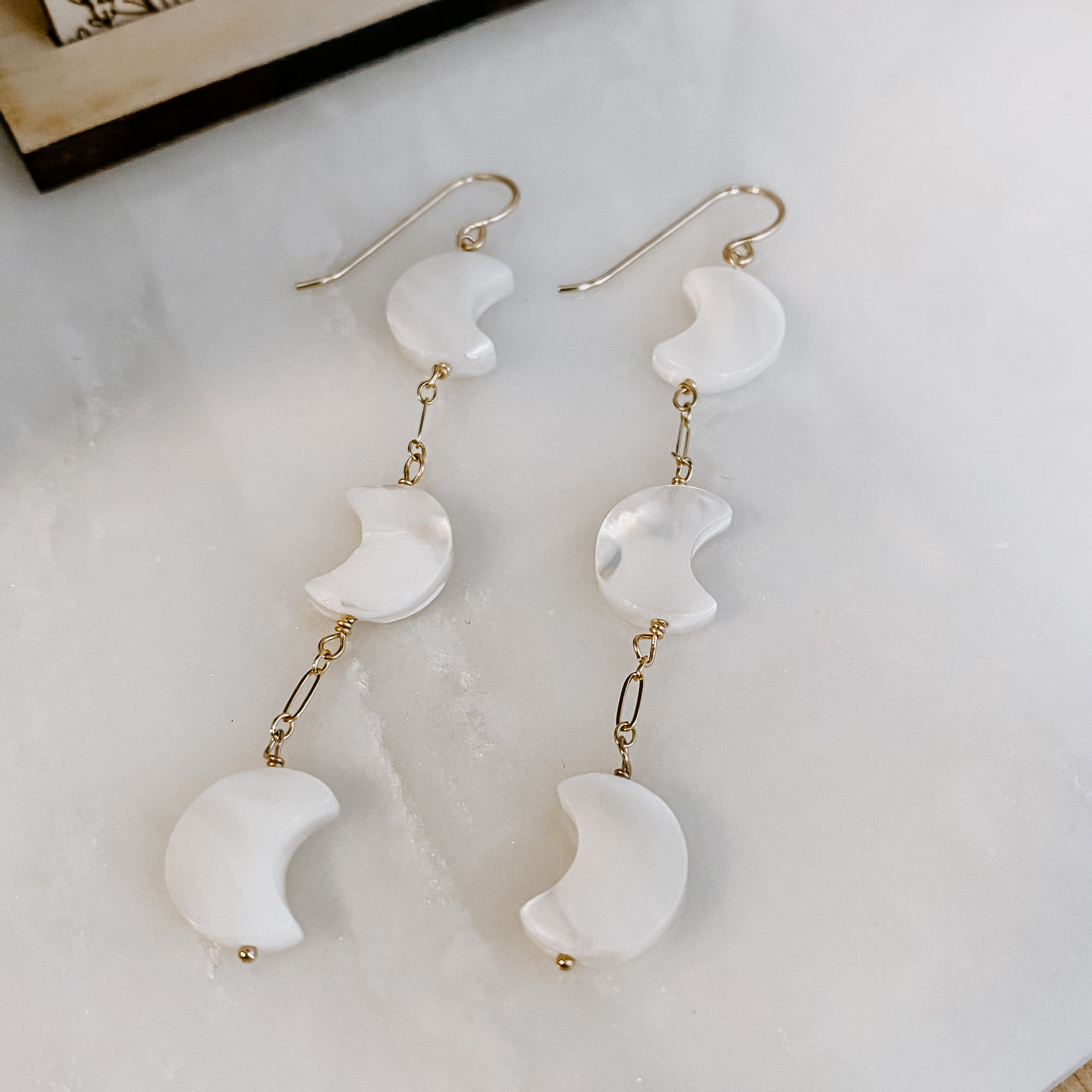 Pearl deals moon earrings