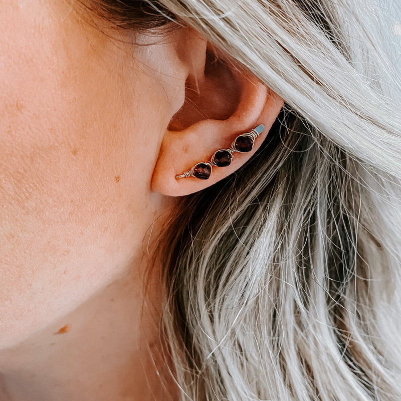 Garnet Ear Climbers (WS)