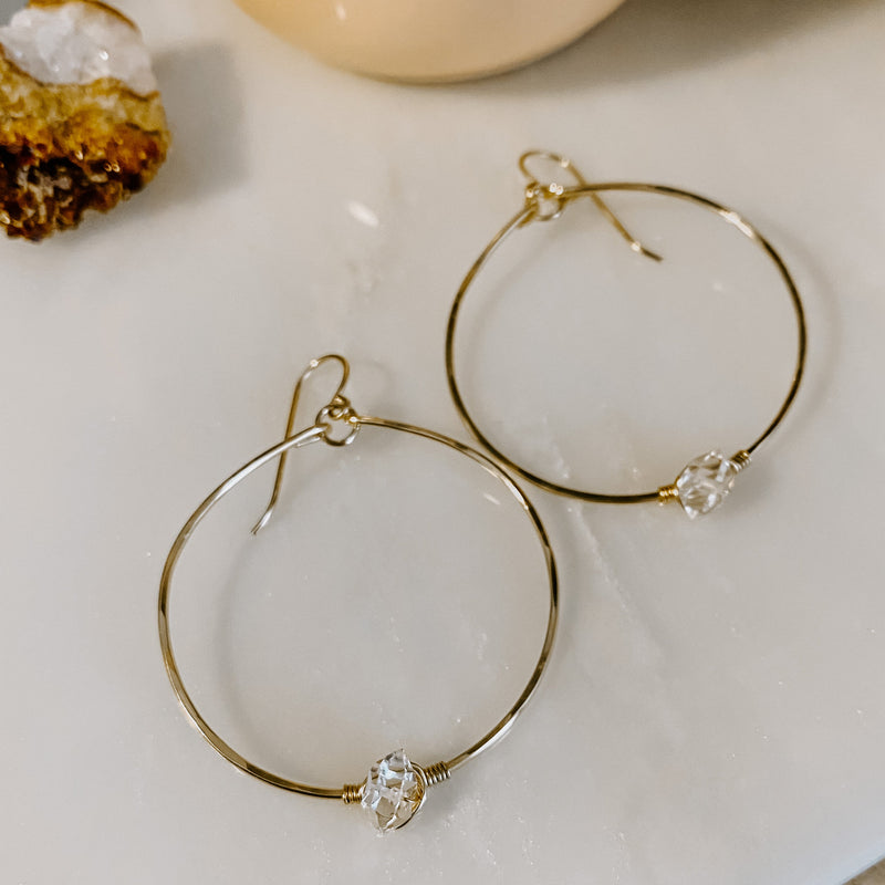 Herkimer Diamond Hoop Earrings (WS)