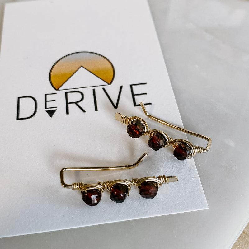 Garnet Ear Climbers (WS)