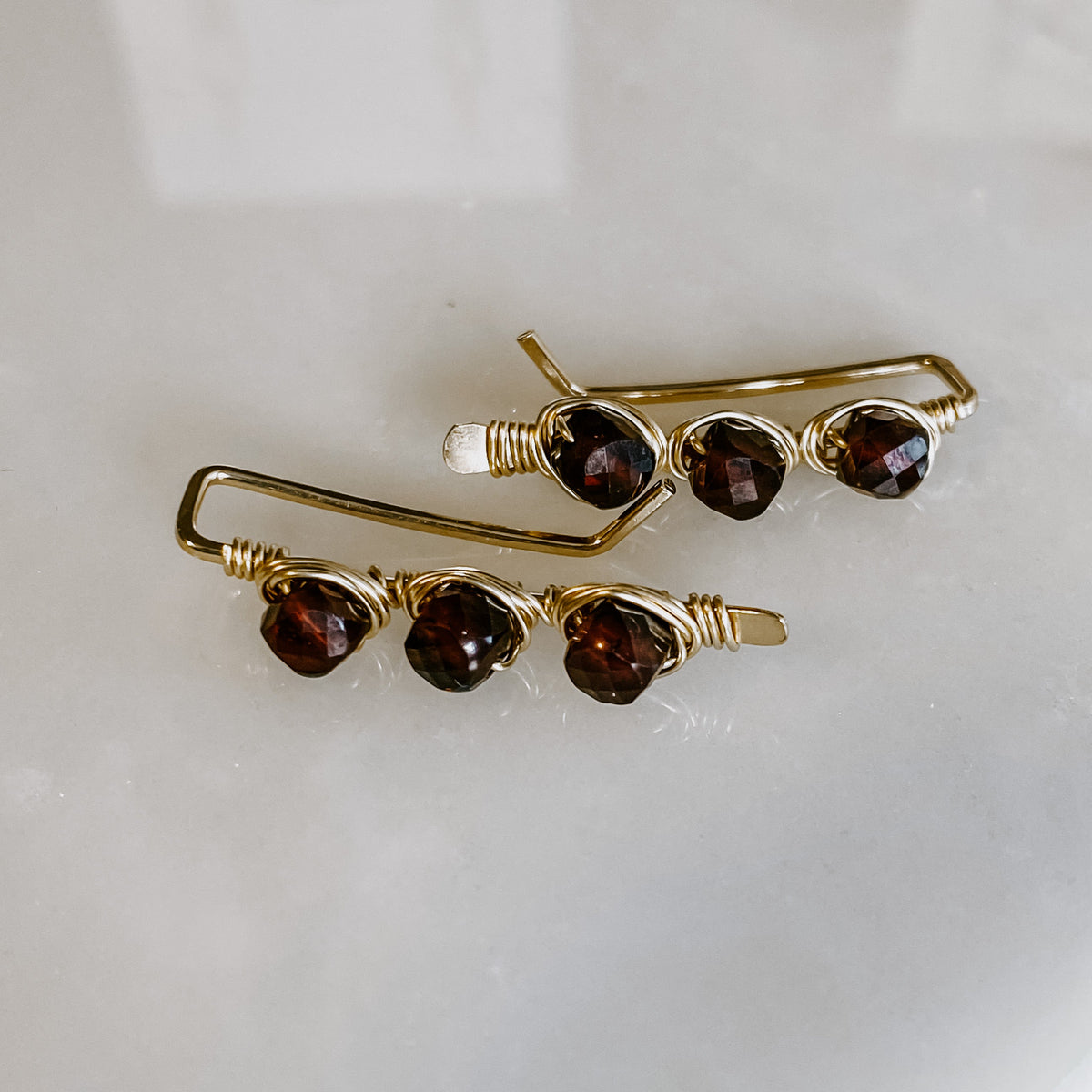 Garnet Ear Climbers (WS)