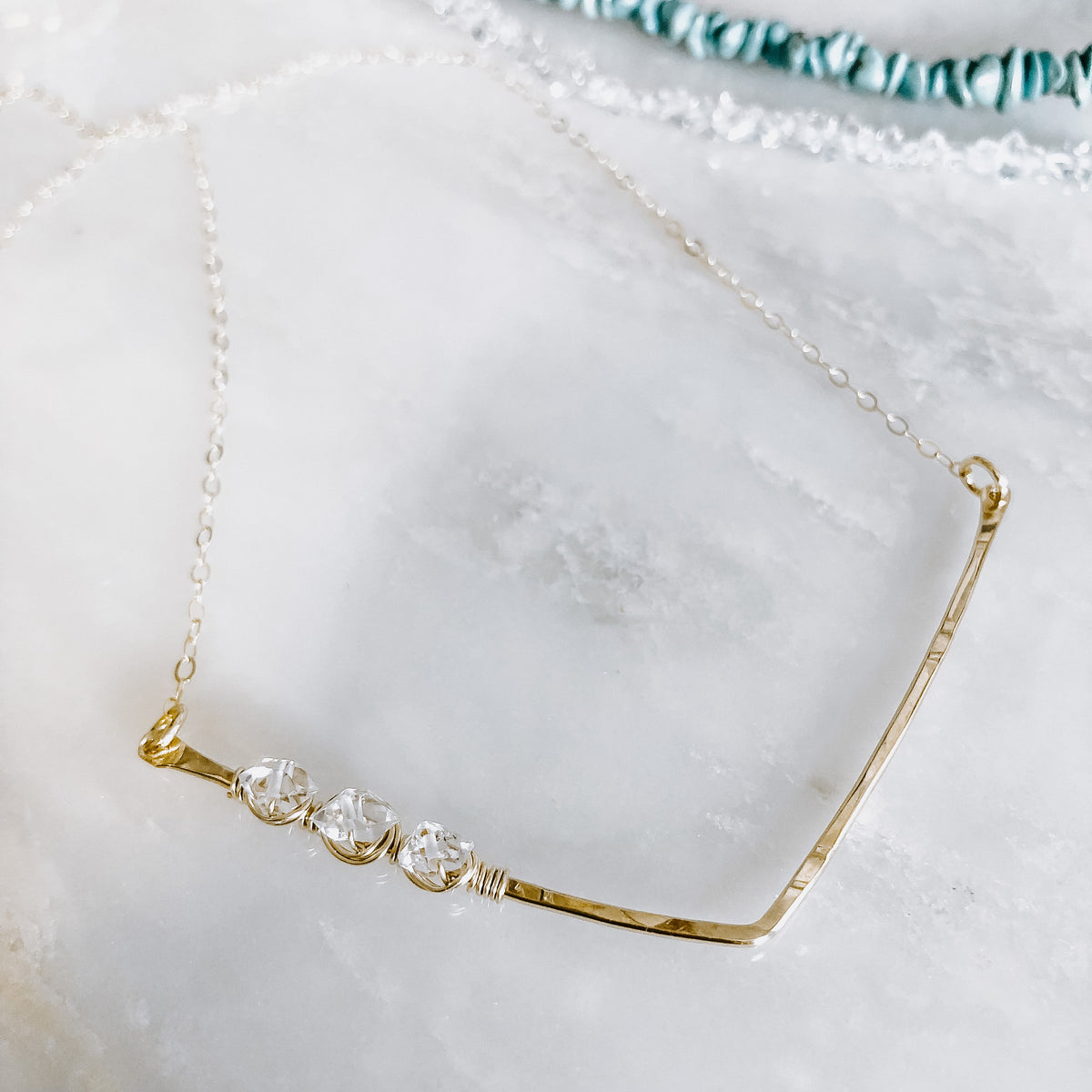 Herkimer Diamond Chevron Necklace (WS)