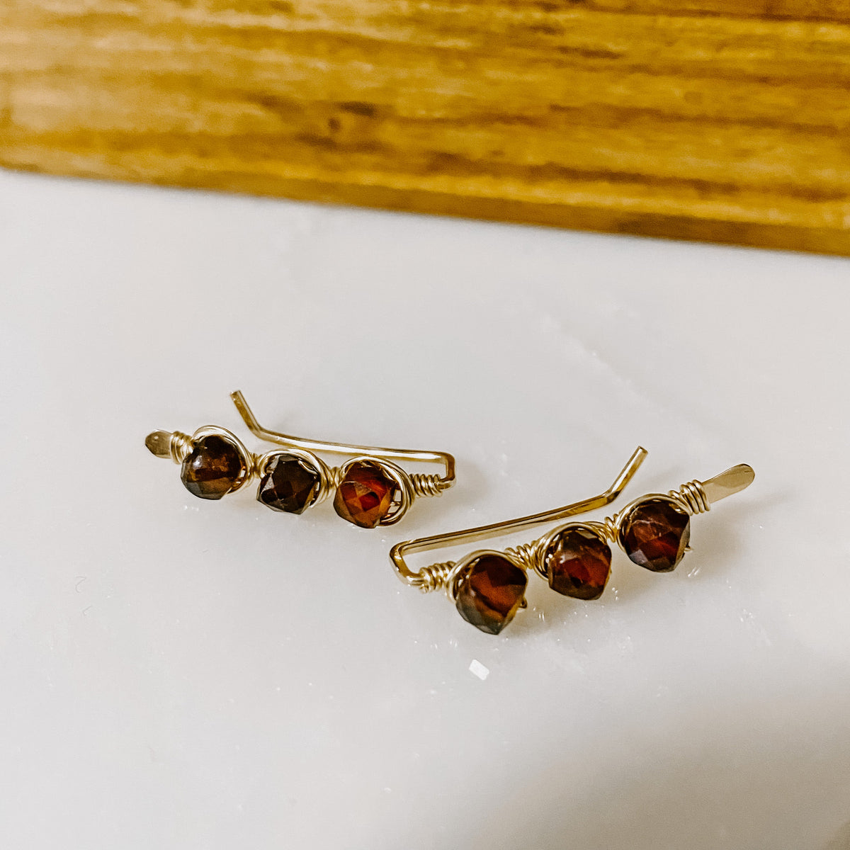 Garnet Ear Climbers (WS)