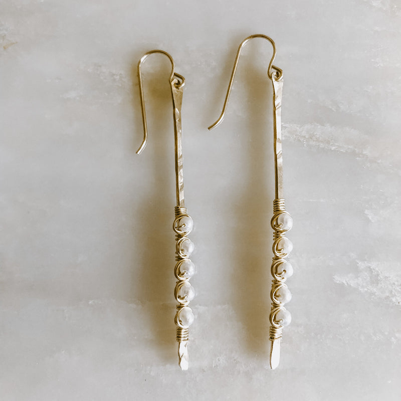Sticks and Stones - Pearl Stick Earrings (WS)