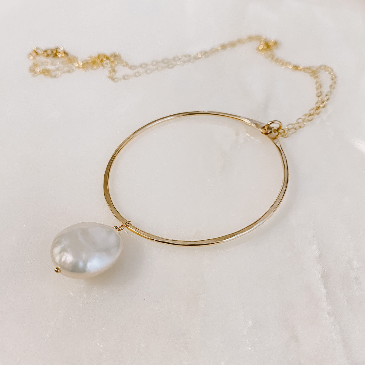 Hoop Drop Necklace - Pearl (WS)