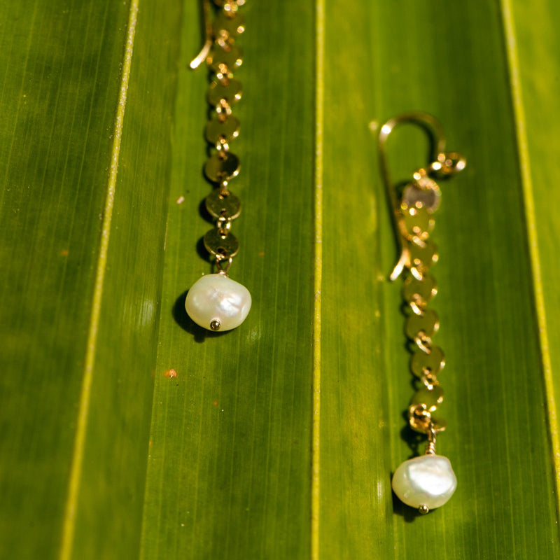 Sand Dollar Pearl Earrings (WS)