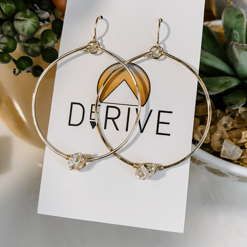 Single Herkimer Diamond Hoop Earrings