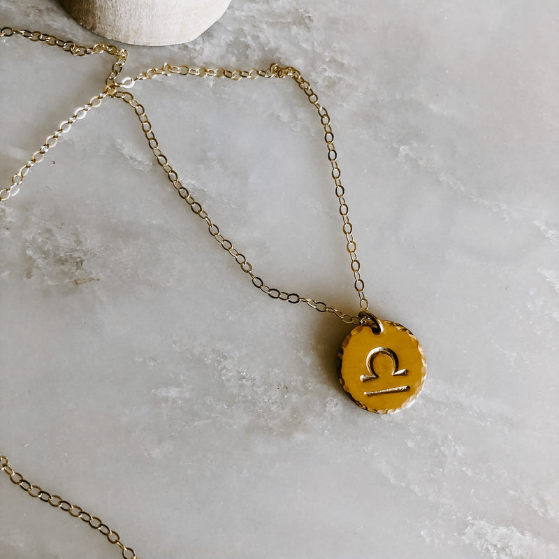 Astrology Hand Stamped Coin Necklace (WS)