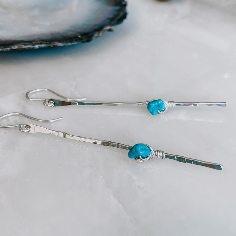 Sticks and Stones - Kingman Turquoise Stick Earrings (WS)