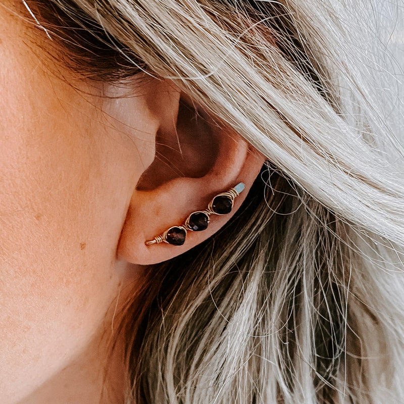 Garnet Ear Climbers (WS)