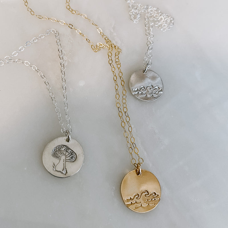 Hand Stamped Medium Coin Necklace (WS)