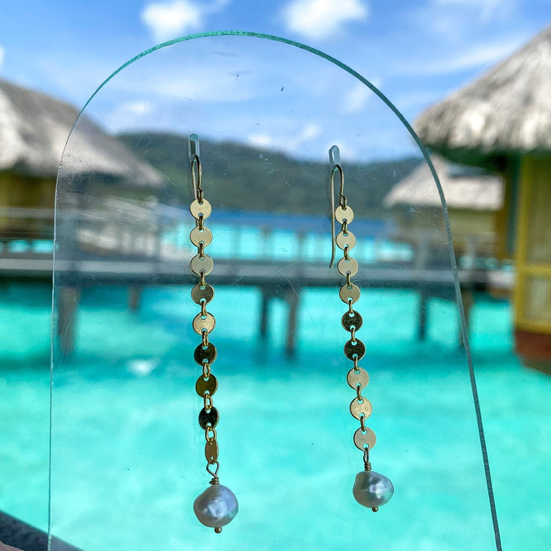 Sand Dollar Pearl Earrings (WS)