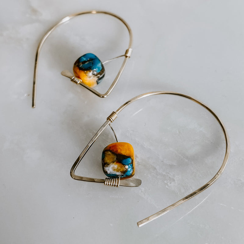 Spiny Oyster Turquoise Ear Threaders (WS)