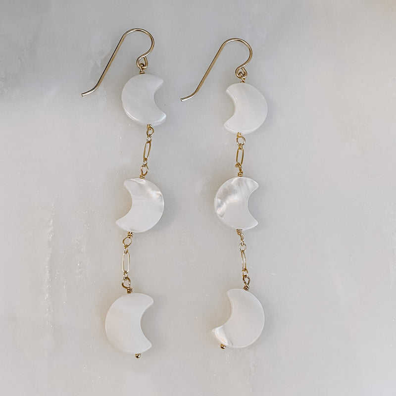 Crescent Moon Mother of Pearl Earrings (WS)