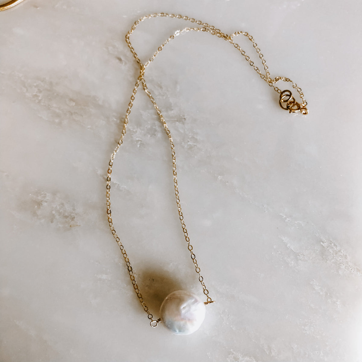 Freshwater Pearl Coin Necklace (WS)
