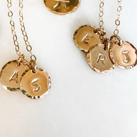 Hand Stamped Initial Necklace — side view