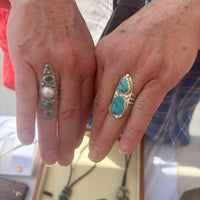 Kingman Turquoise double stone Ring size 7.5 — detail view