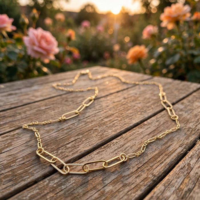 Linked Up Chain Necklace in 14k gold fill, Ever After garden photo