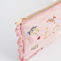 Love Notes Pink Velvet Embroidered Pouch — view 9
