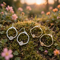 Mini Herkimer Diamond Organic Shape Hoop Earrings in 14k gold fill and sterling silver, Ever After garden photo