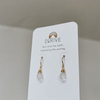 Mini Moonstone Drop Earrings in sterling silver or 14k gold fill — side view