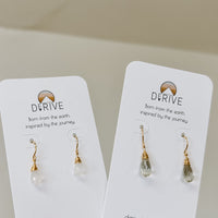 Mini Moonstone Drop Earrings in sterling silver or 14k gold fill — detail view