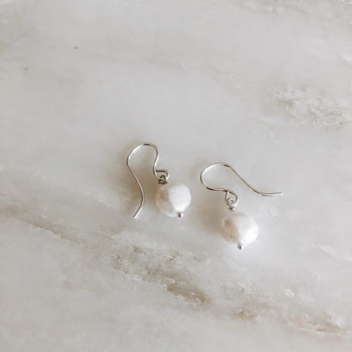Pearl Baby Drop Earrings — side view