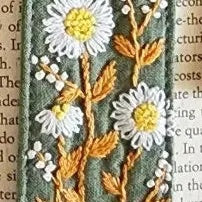 Embroidered Daisy Garden Bookmark — side view
