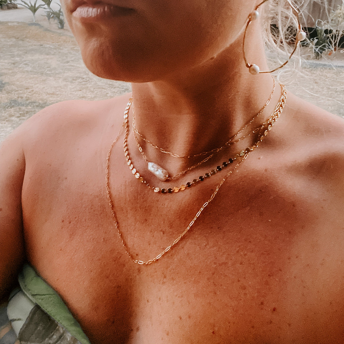 Sand Dollar Coin Chain Necklace in 14k gold fill — view 5