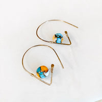 Spiny Oyster Turquoise Ear Threaders in sterling silver or 14k gold fill (alternate view)