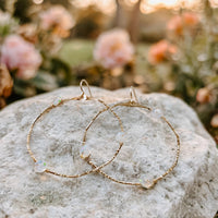 Stargazer Opal Hoop Earrings in 14k gold fill with opals, Ever After garden photo