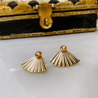 Sunset Citrine Ear Jacket Earrings in 14k gold fill with faceted citrine studs, detail view