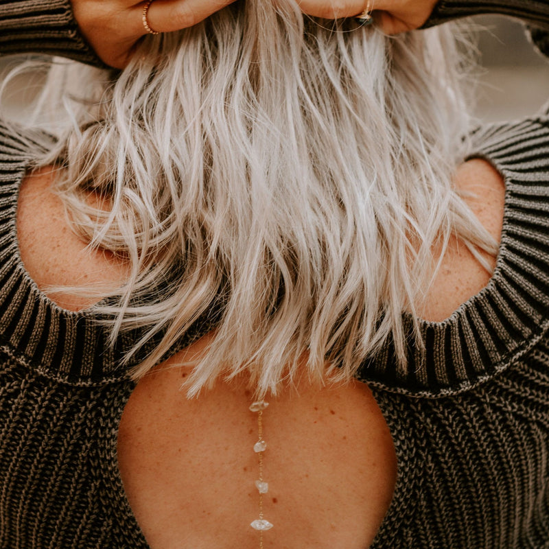 Dripping In Diamonds Back Necklace
