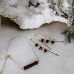 Ember Glow Garnet Threader Earrings